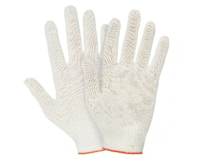 Перчатки х/б БЕЛЫЕ 10 класс, 4 нитей, БЕЗ  ПВХ