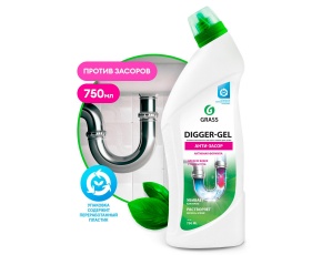 Средство щелочное для прочистки труб GraSS "DIGGER GEL" 0,75л /12 СТОП ЦЕНА