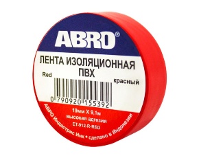Изолента  ABRO ЕТ-912 красная 19мм х 9,1м  /в уп.10 /в кор.500