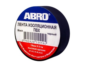 Изолента  ABRO ЕТ-912 чёрная 19мм х 9,1м  /в уп.10 /в кор.500