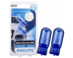 W5W (W2.1*9.5d) White Vision (блистер, 2шт) 12V PHILIPS /1/10 HITАвтолампа